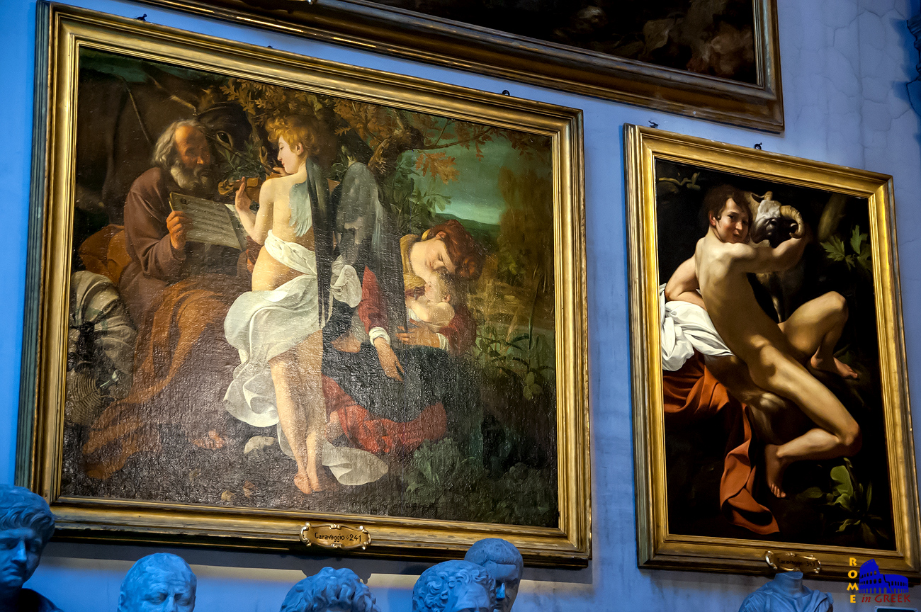 Caravaggio: Αριστερά «Ξεκούραση κατά την Φυγή στην Αίγυπτο», δεξιά «Ιωάννης ο Βαπτιστής»